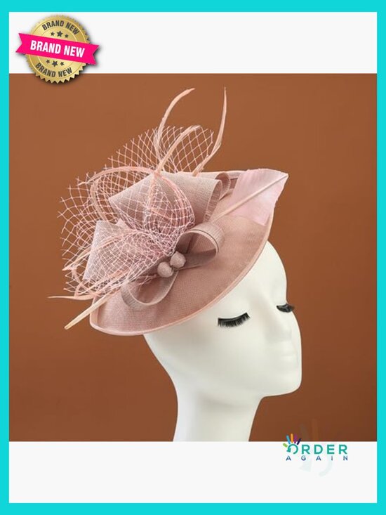 Vintage Tea Party Fascinator Headband with Turkey Feathers Adjustable main image 6